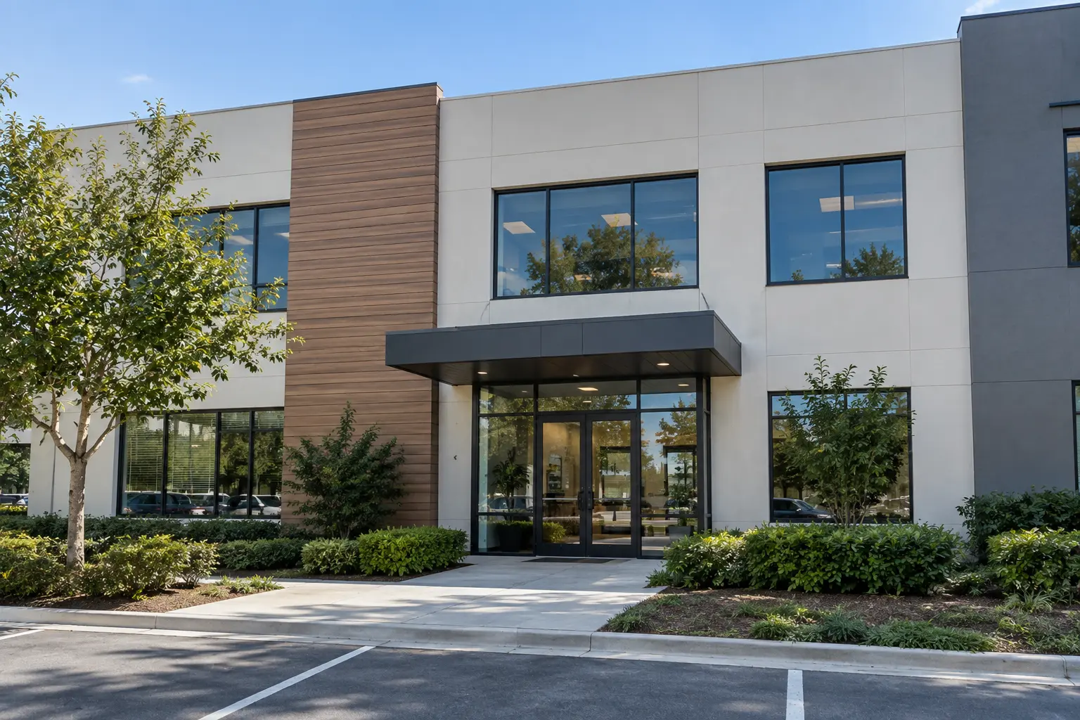 Glass office facade